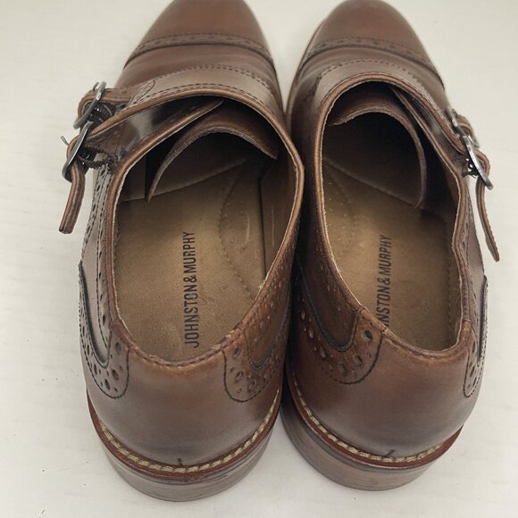 Johnston & Murphy Dress Shoes Men 9.5 M Brown Leather Double Monk Strap Cap Toe - Picture 10 of 15